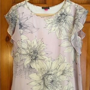 Vince Camuto Lilac Floral Ruffle Blouse